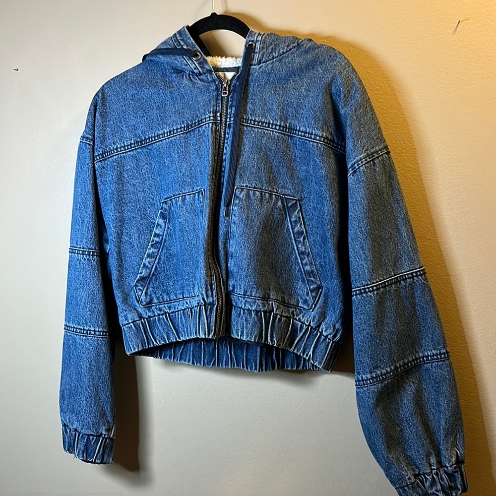 Aeropostale Denim cropped zip up jacket
